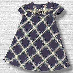 Gymboree All Spruced Up Beaded Gem Plaid Dress Blue Green SZ 5t Holiday 2015